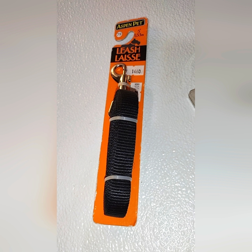 Black 5ft. Dog Cat Pet Leash 5/8"wide New